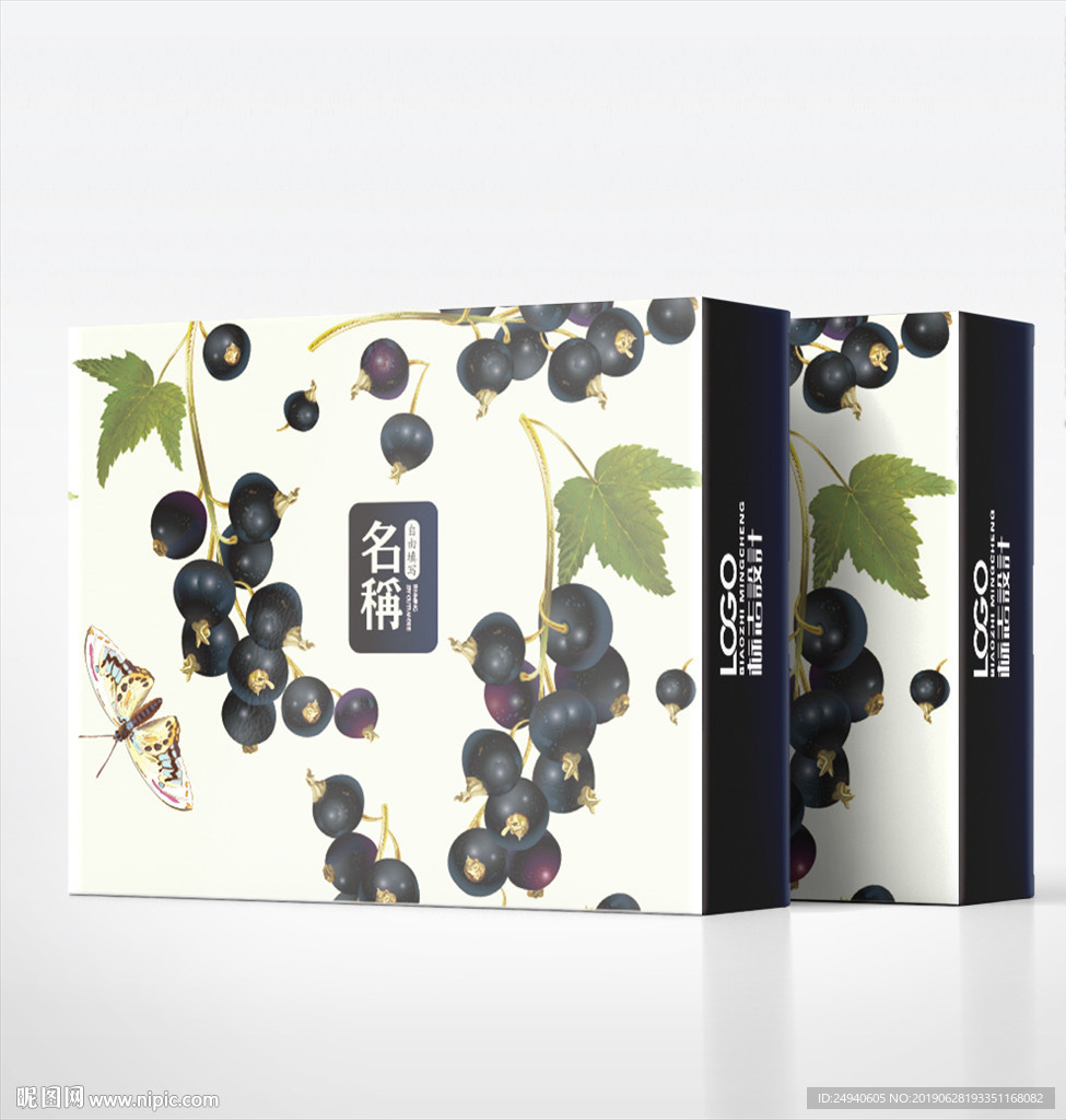 蓝莓背景图案包装盒设计