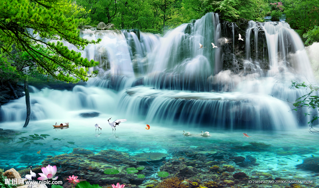 流水生财背景墙