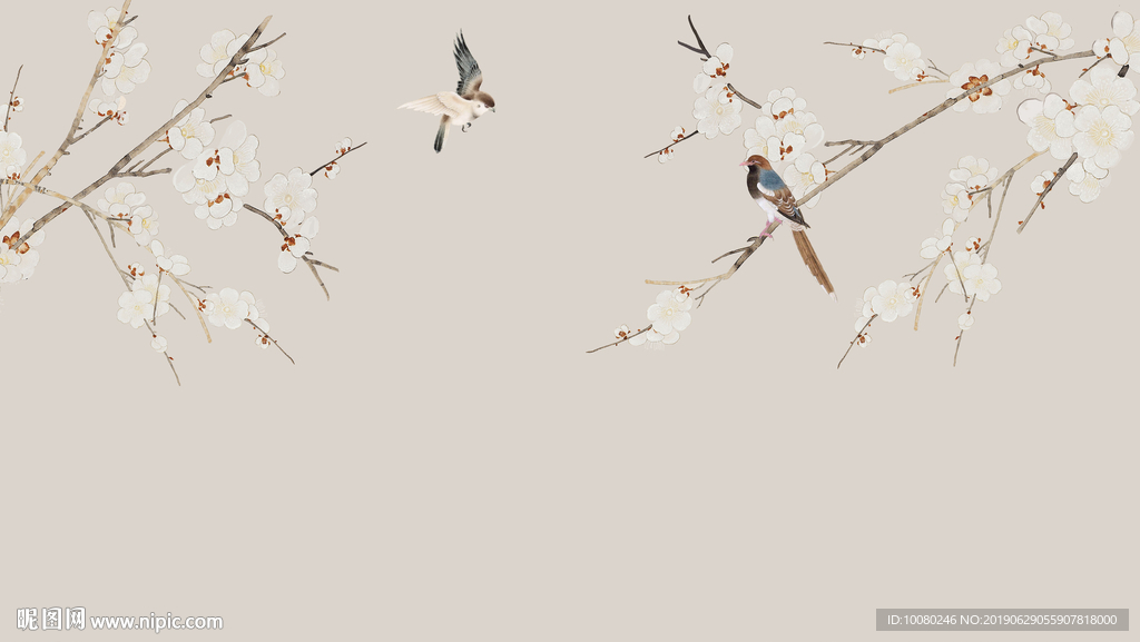 淡雅工笔梅花图