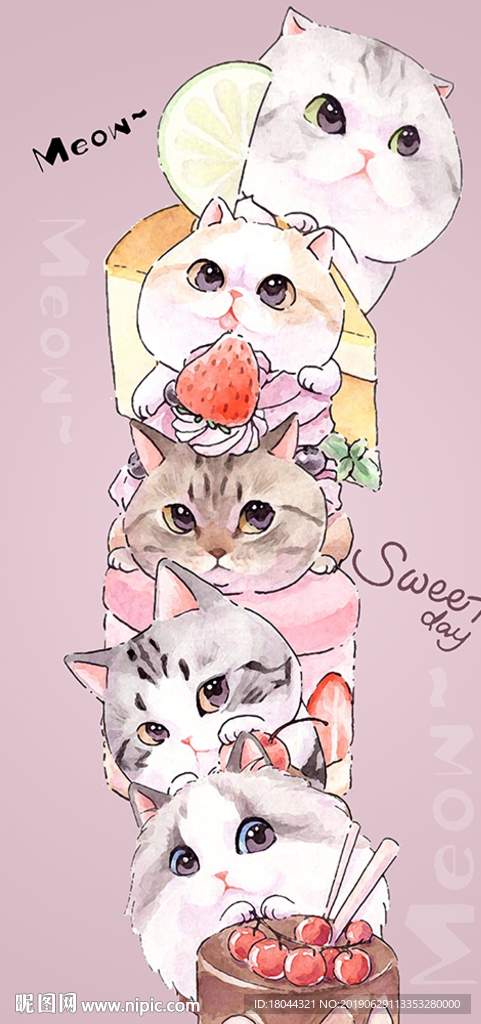 可爱卡通猫咪大眼萌玄关装饰画
