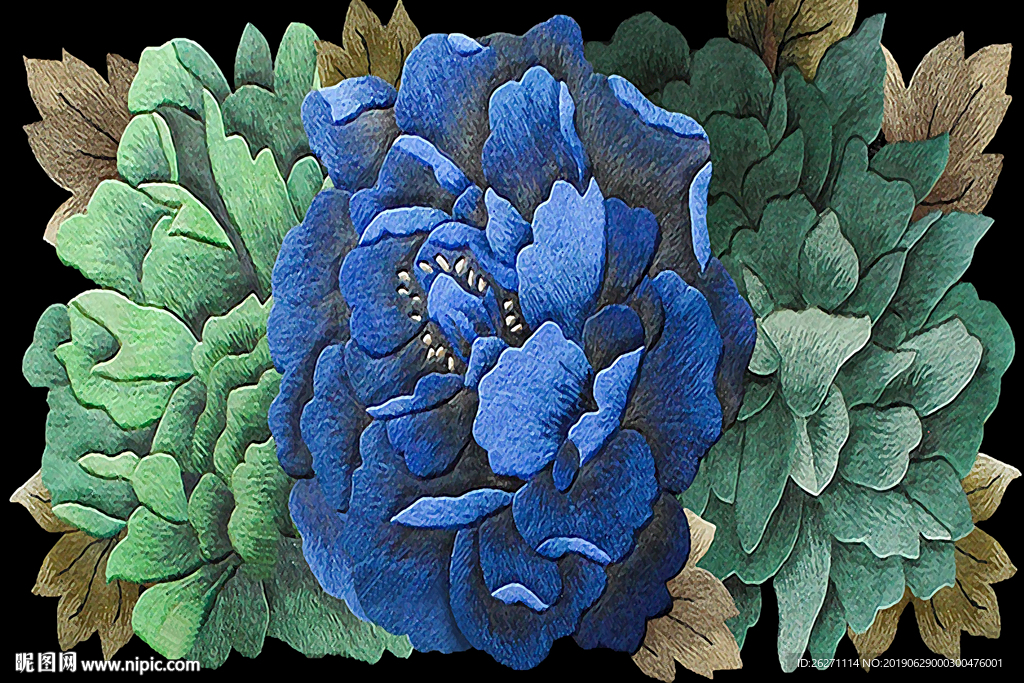 复古花朵彩印地毯