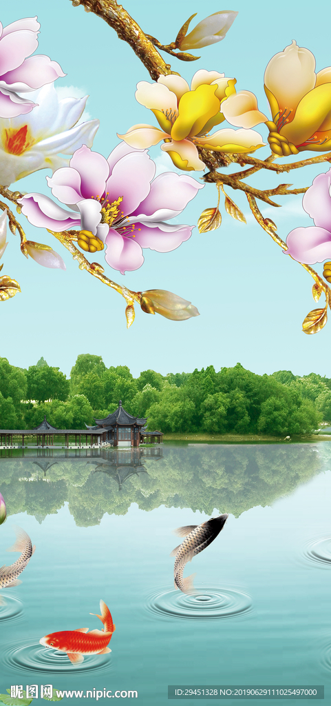 山水鱼戏水