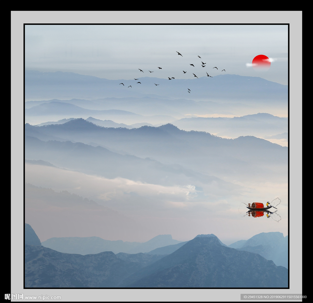 山水水墨中国风通道分层