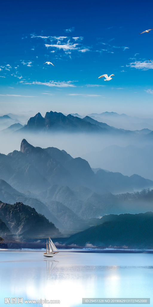 玄关山水画背景墙