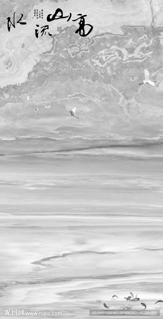 大理石玄关画通道不分色未分层