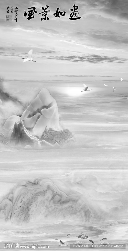 风景如画大理石通道不分色未分层