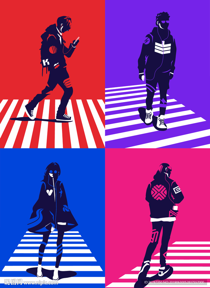 矢量现代少年着装文化