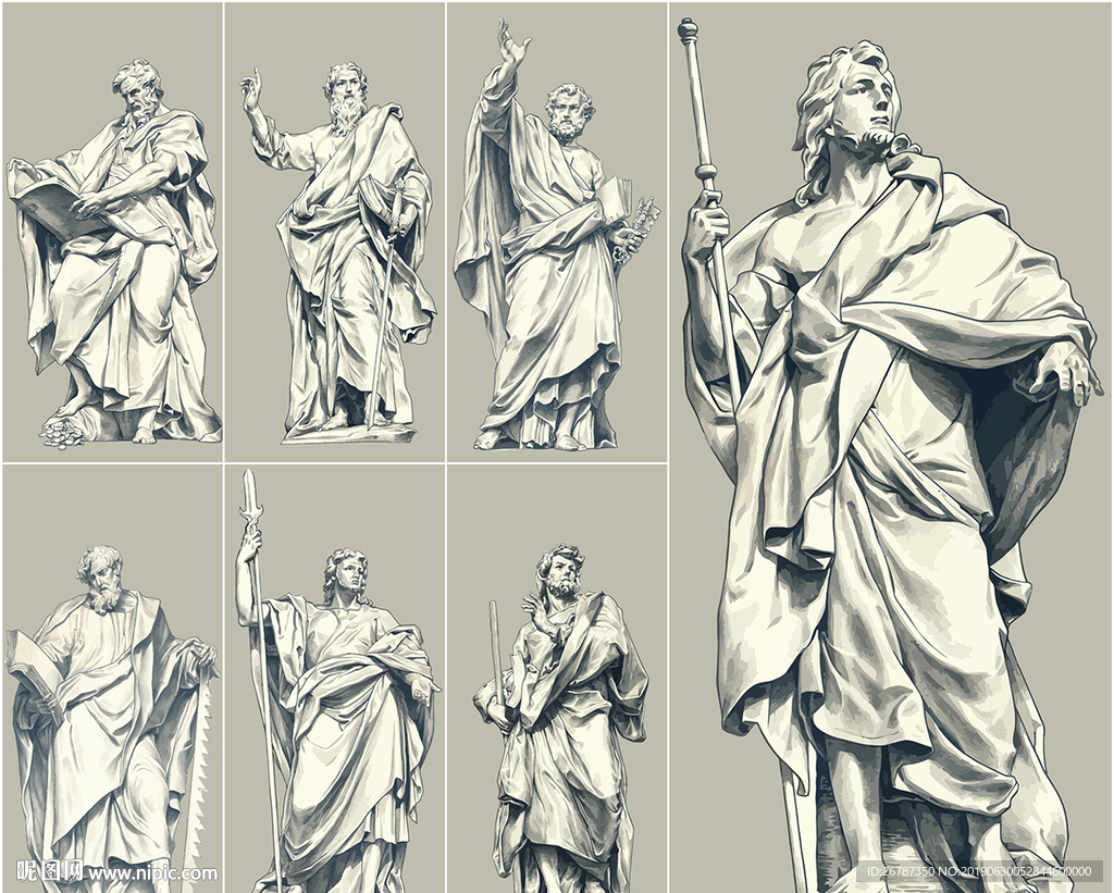矢量欧洲古典人物雕塑系列图片
