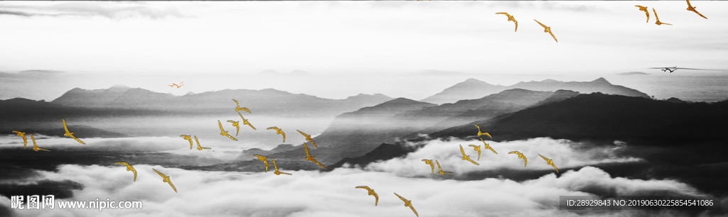 黑白意境山水装饰画