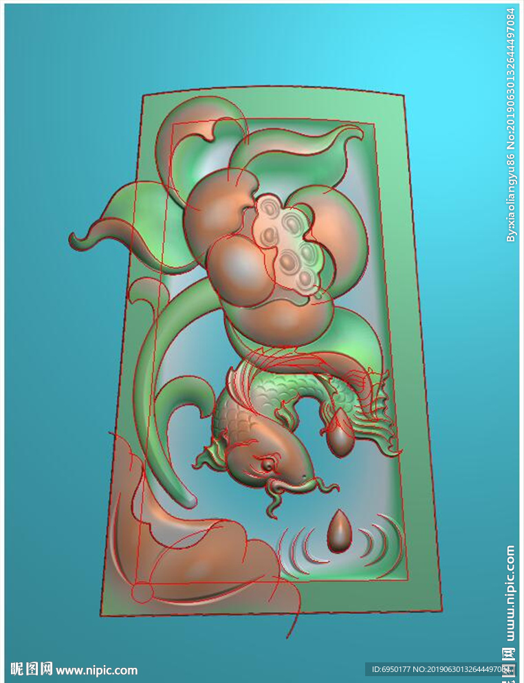 随形荷花鱼牌子连年有余精雕玉雕