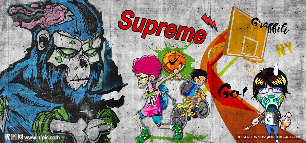 嘻哈摇滚背景墙装饰画