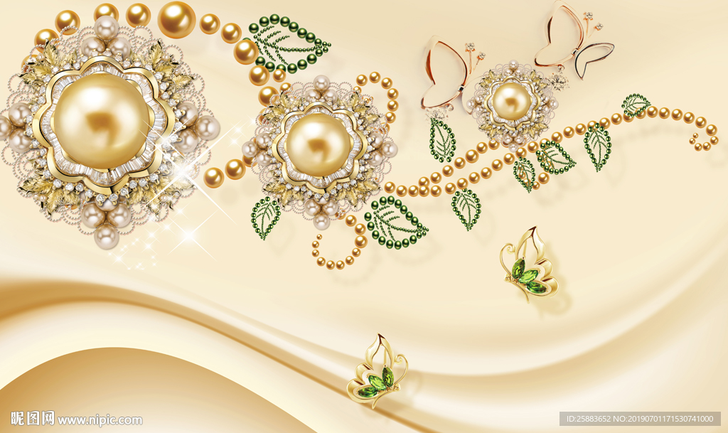 时尚蝶恋花珠宝3D电视背景墙