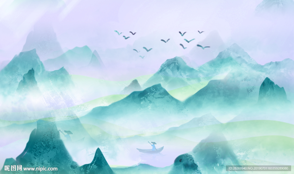 水墨山水背景山