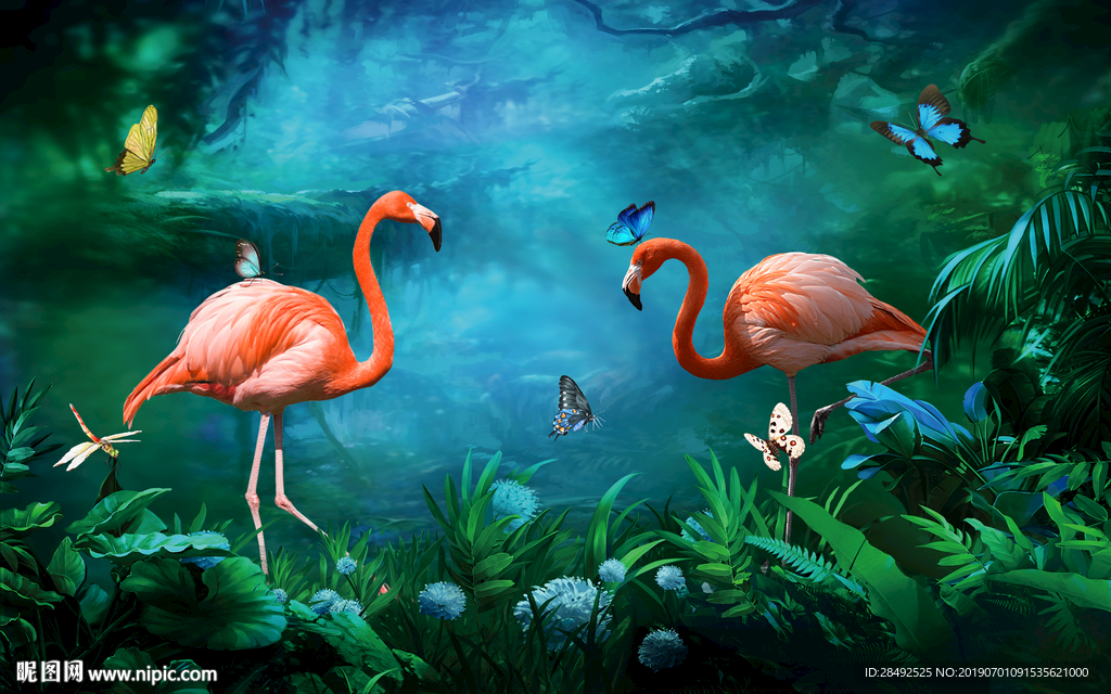 热带森林背景墙