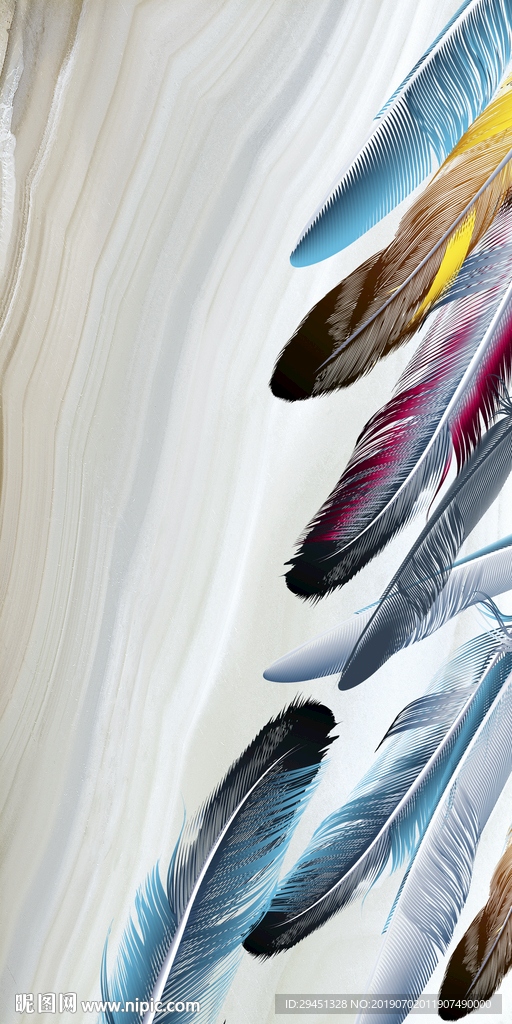 北欧羽毛玄关画