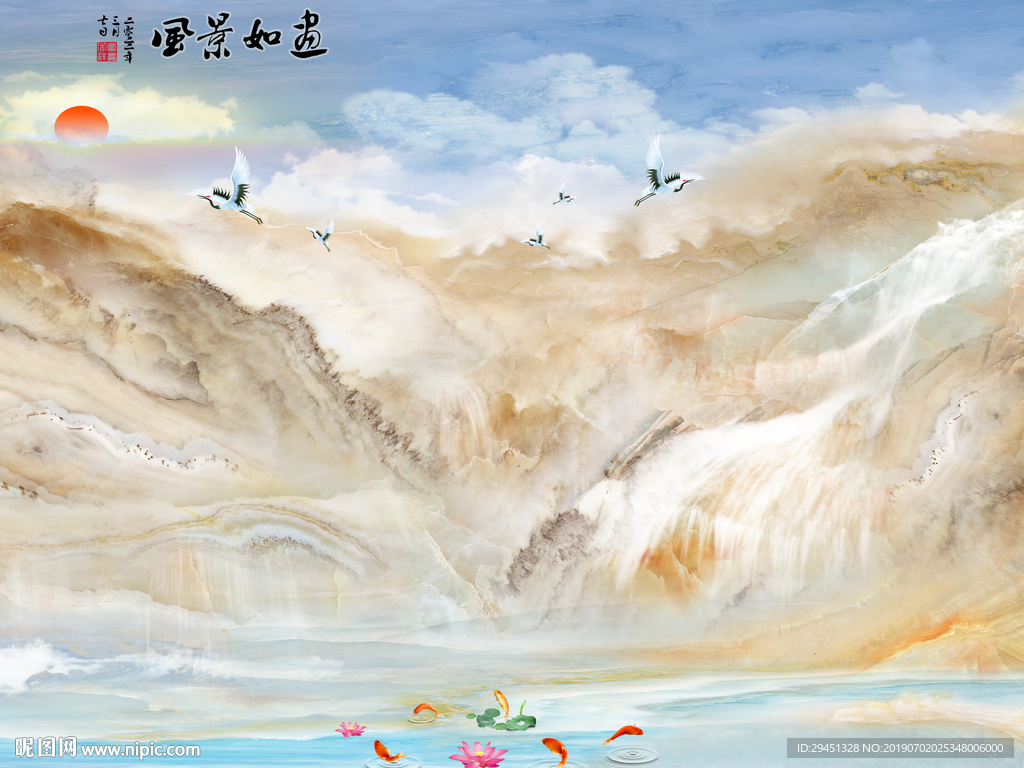 风景如画大理石精品画