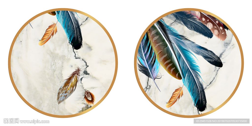 二联羽毛画