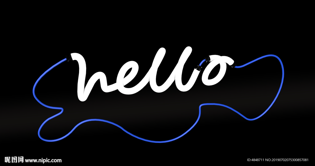 hello灯管字C4D字体效果