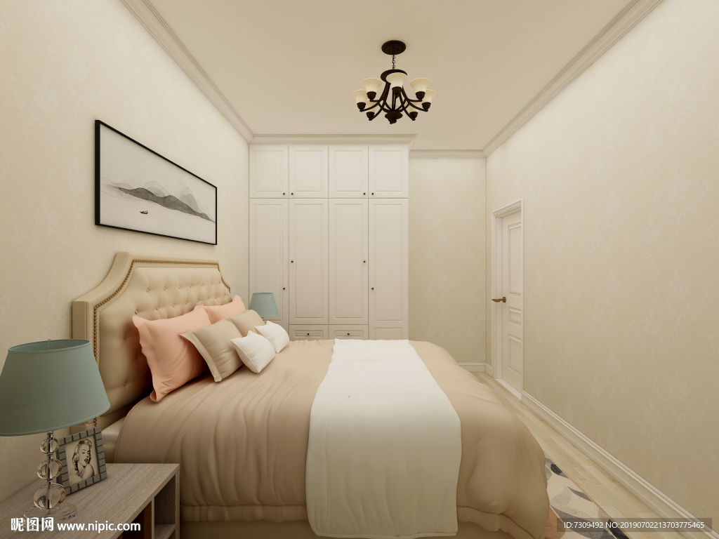 现代简约客卧房间效果图