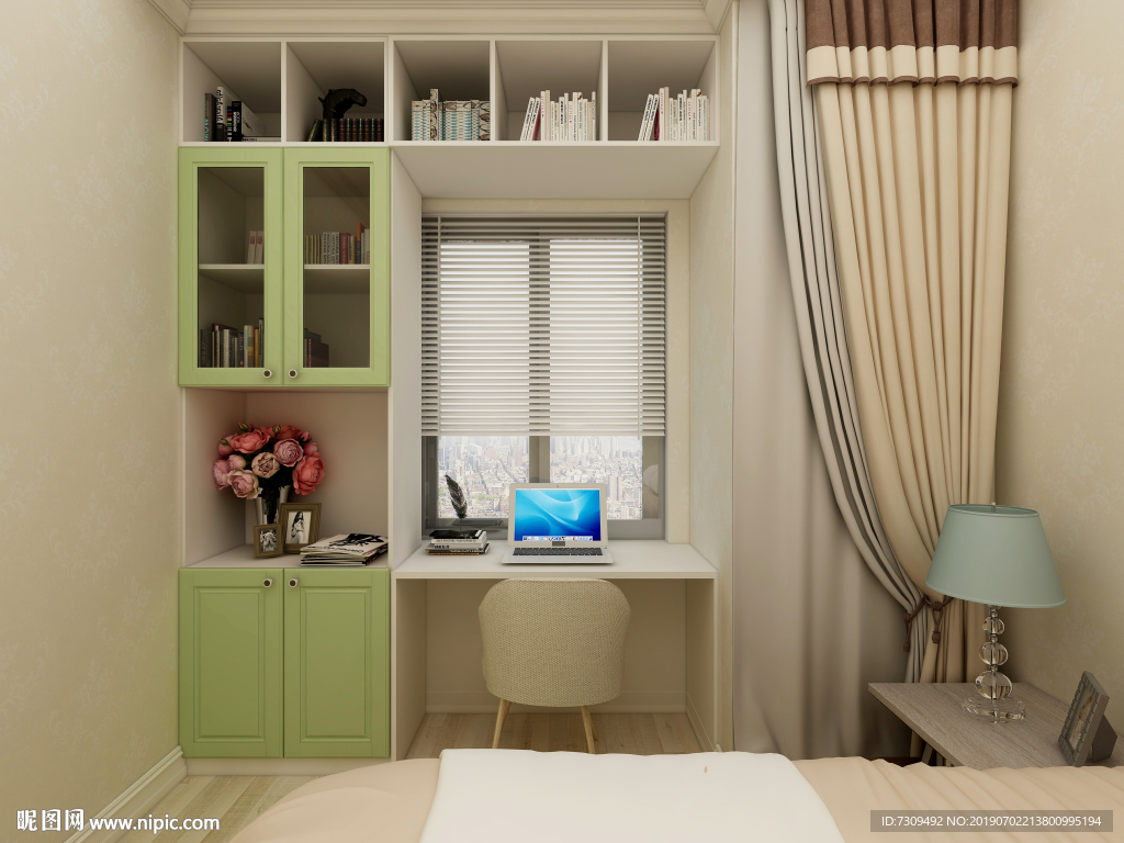 现代简约客房书房装修效果