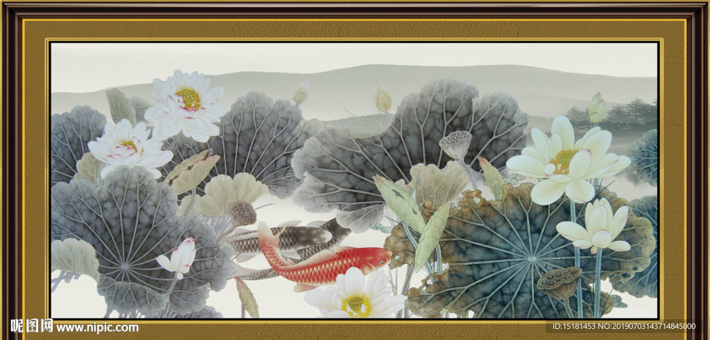 荷花国画