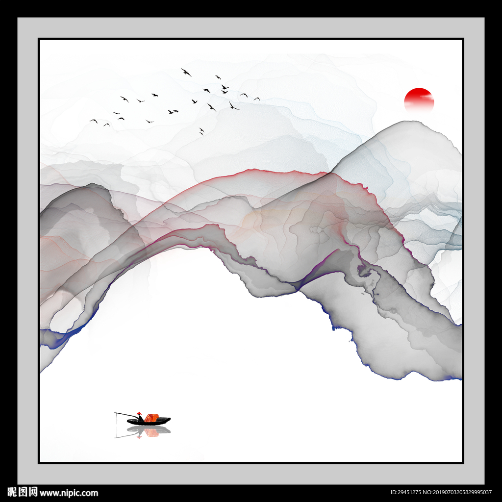 山水烟雾画精品TIF分层