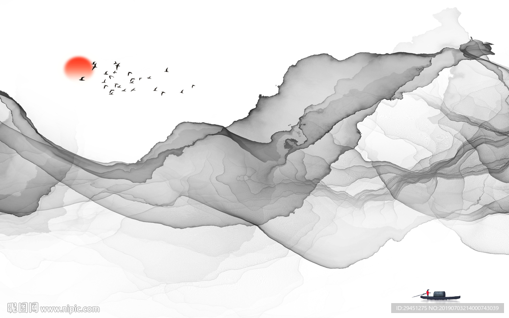 禅意山水画TIF分层