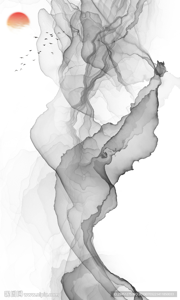 灰色玄关山水画TIF分层