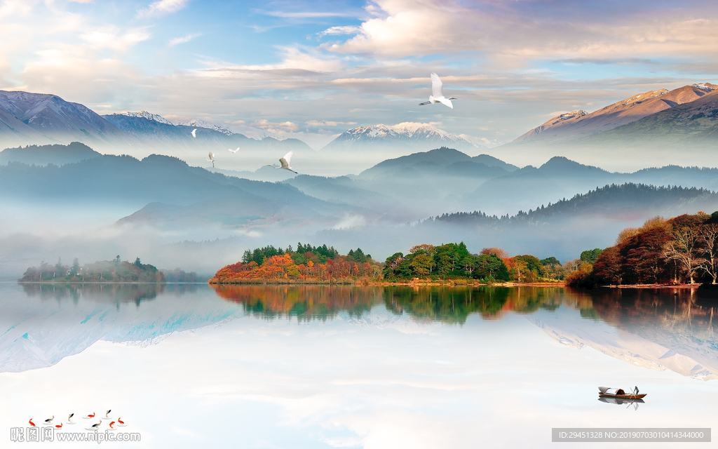 高档风景画山水TIF分层