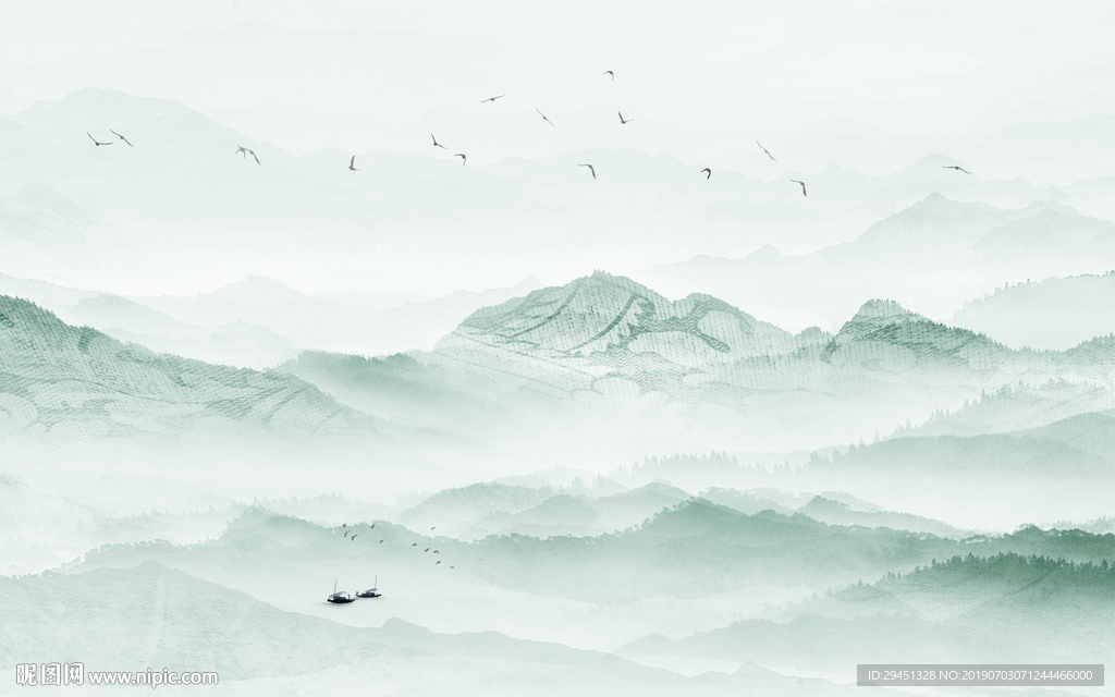 奢华广告山水画TIF分层