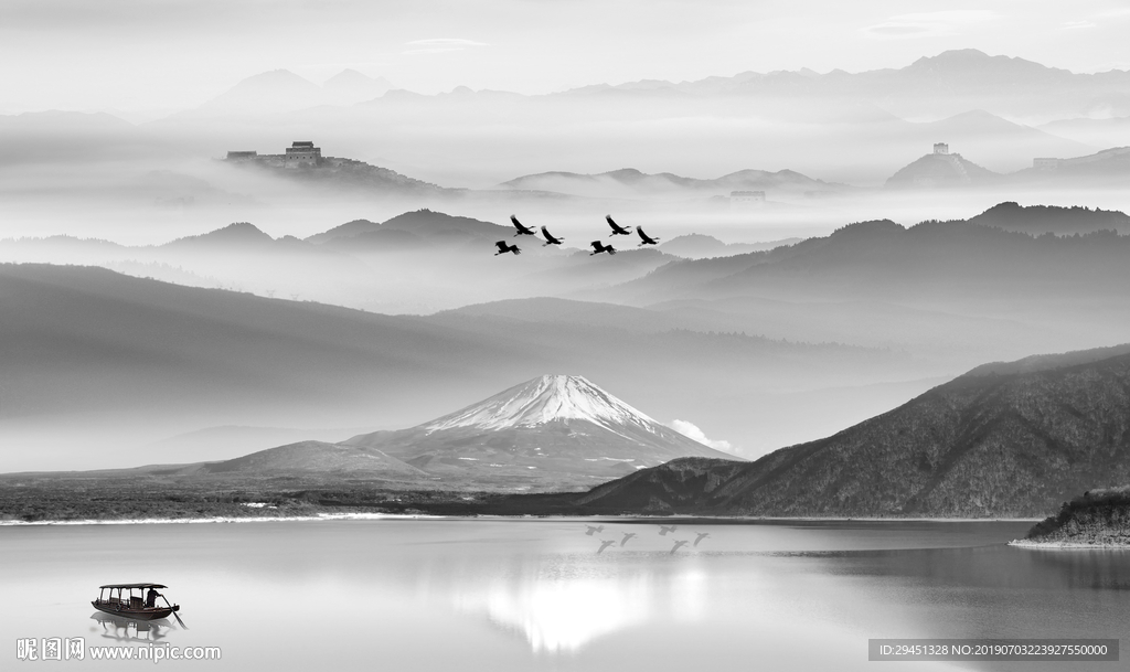 意境山水画分层