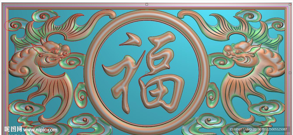 蝙蝠福祥云蝙蝠圆福字精雕浮雕