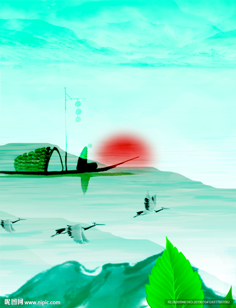 孤舟山水画