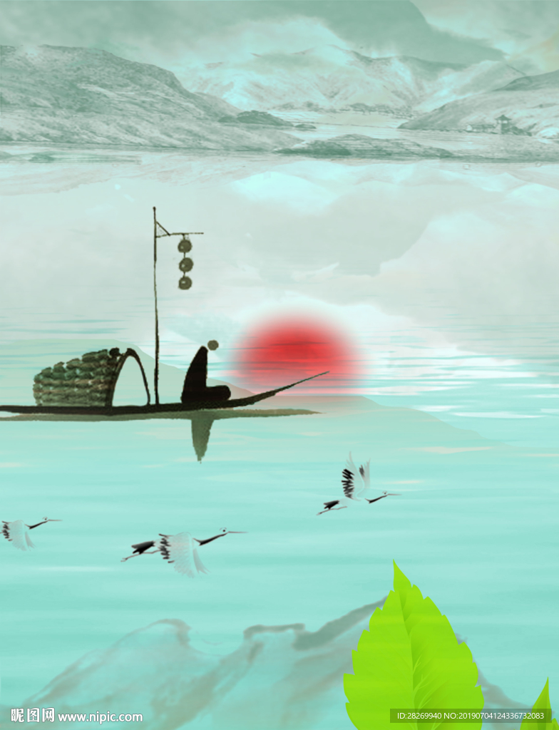 孤舟山水画