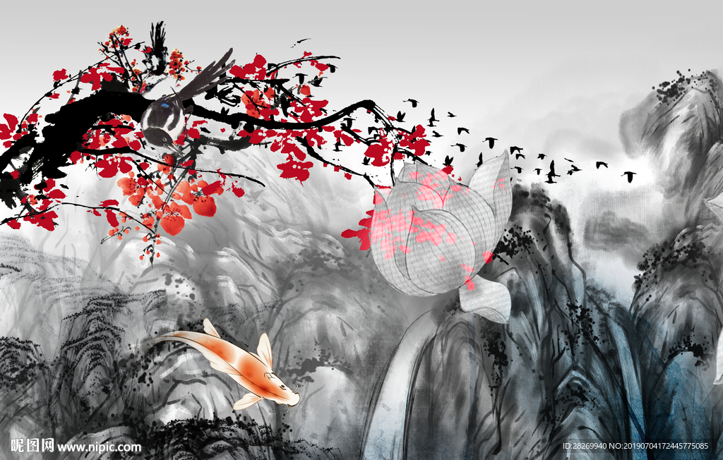 山水屏风