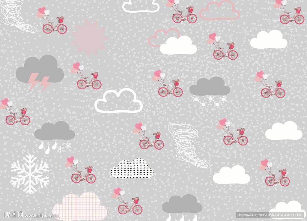 北欧卡通儿童房背景墙