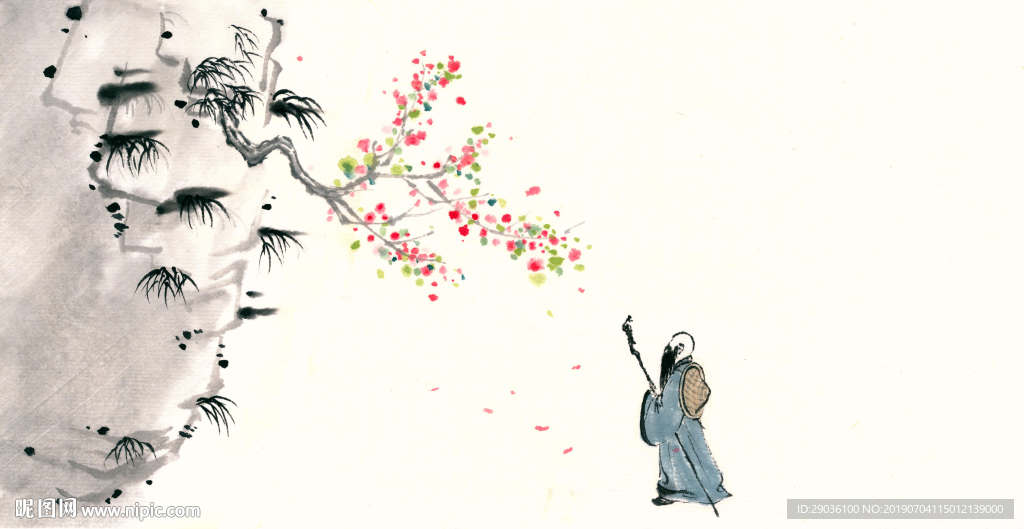 原创 桃花 山涧游僧