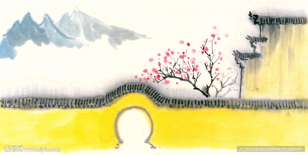 原创 黄墙红梅花