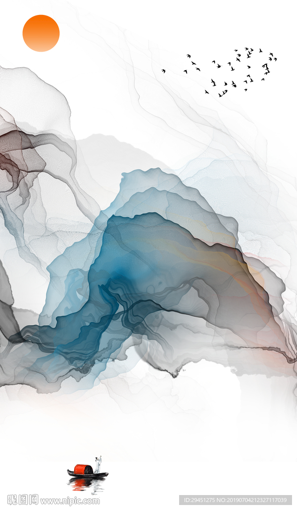 意境山水烟雾画TIF分层