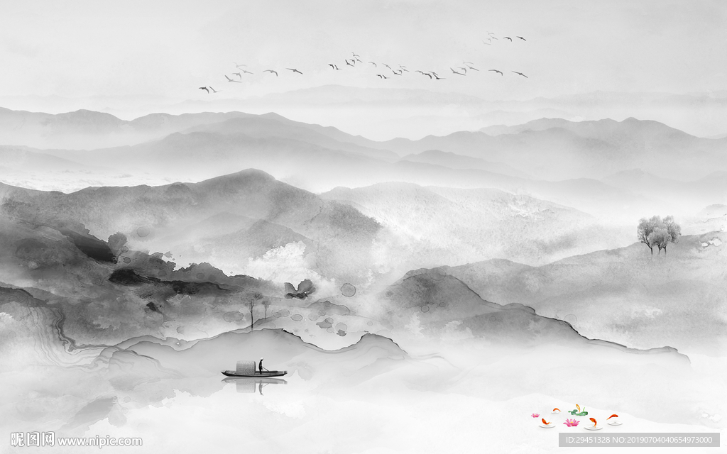 中式山水画分层