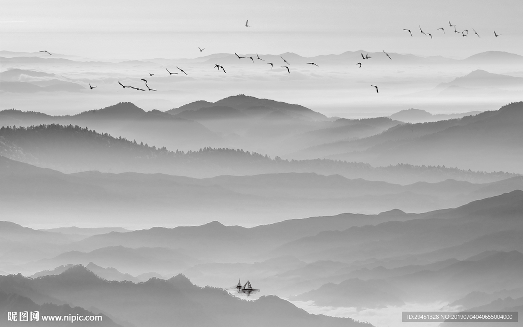 分层中式山水画