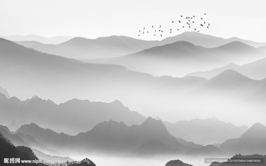 分层中式山水画