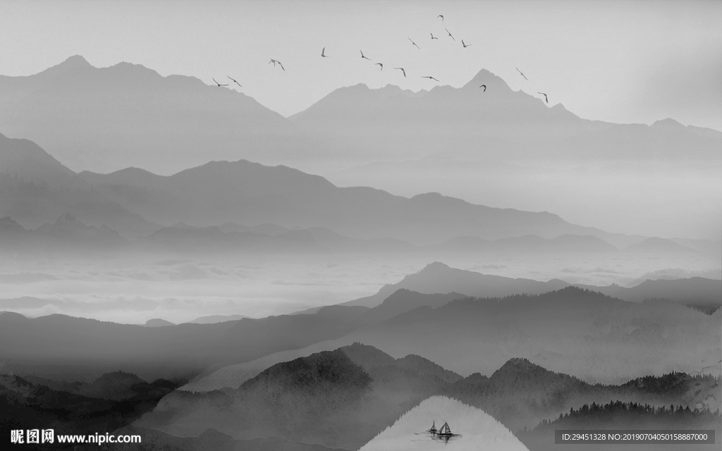 TIF分层中国风山水画