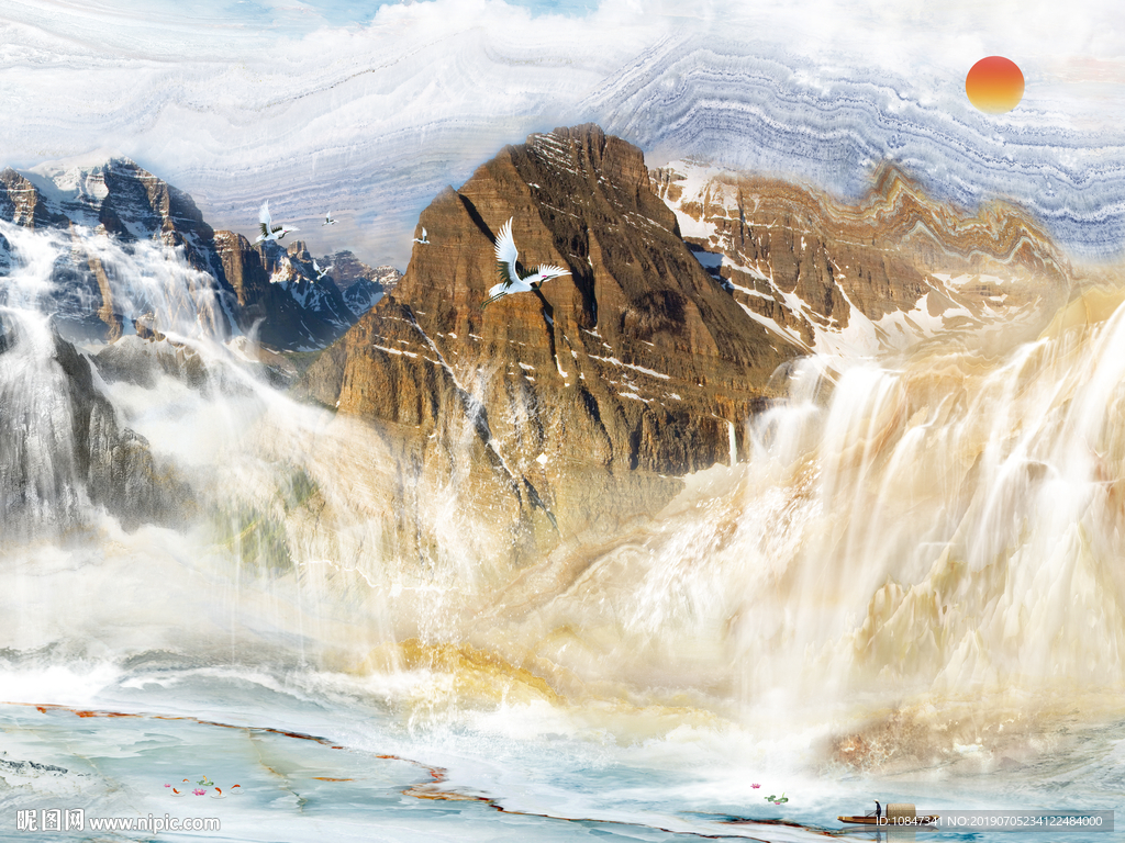 大理石山水背景墙 TIF合层