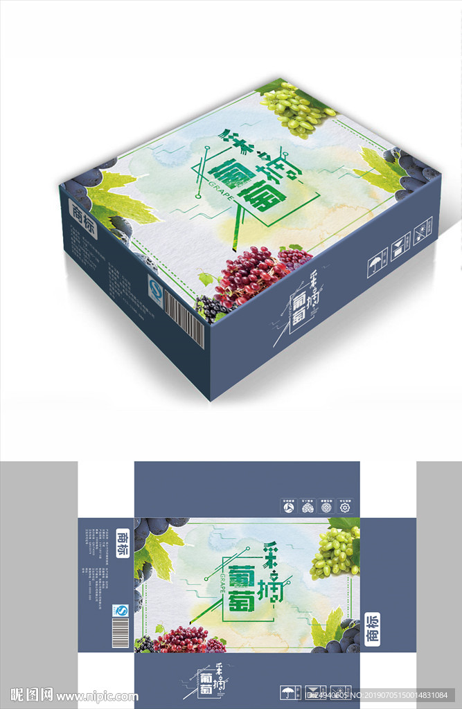 多彩葡萄包装箱包装礼盒设计
