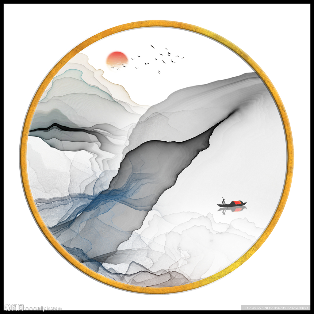 烟雾线条山水TIF分层