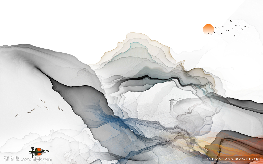 中国风 奢华山水画 TIF分层