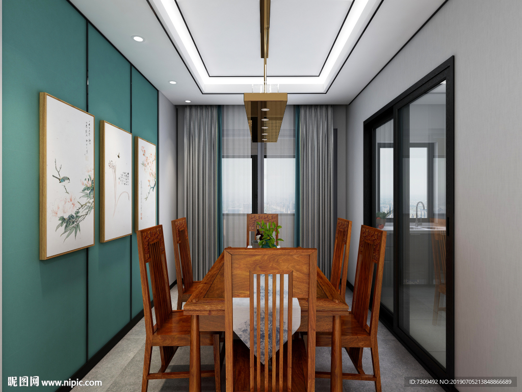 新中式家居客餐厅淡雅装修效果图