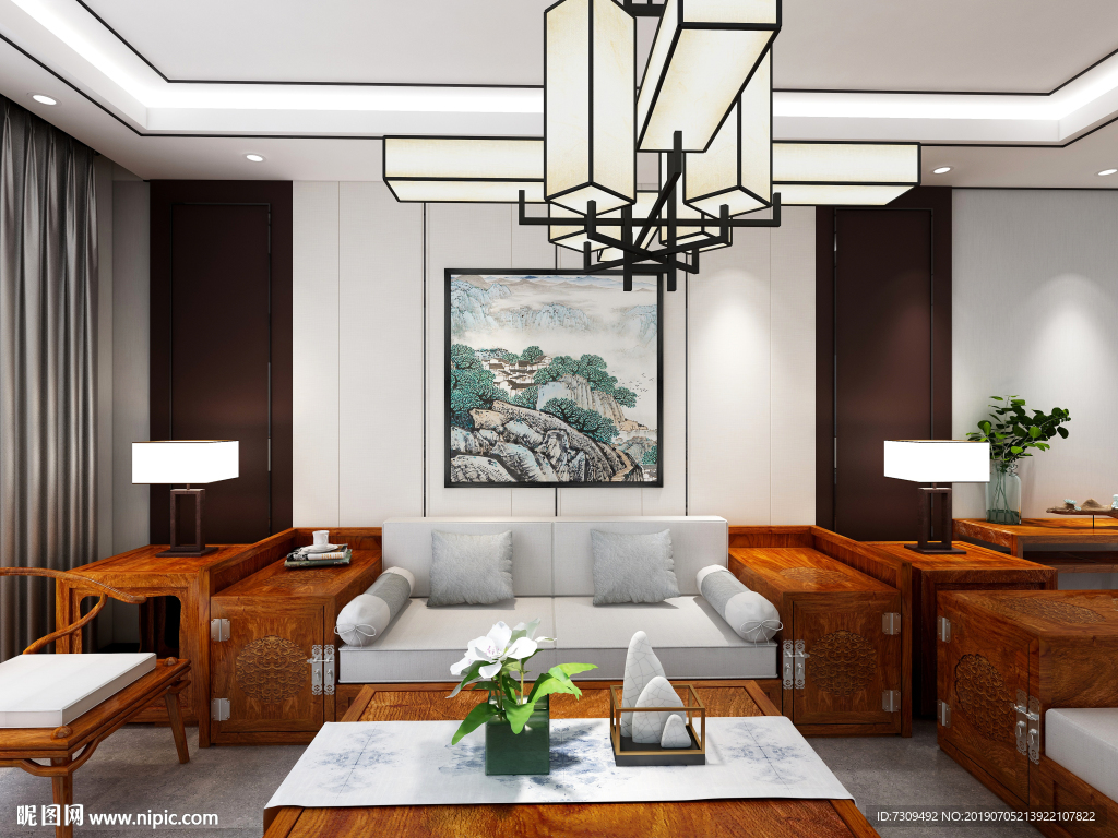 新中式风格客厅装修效果图