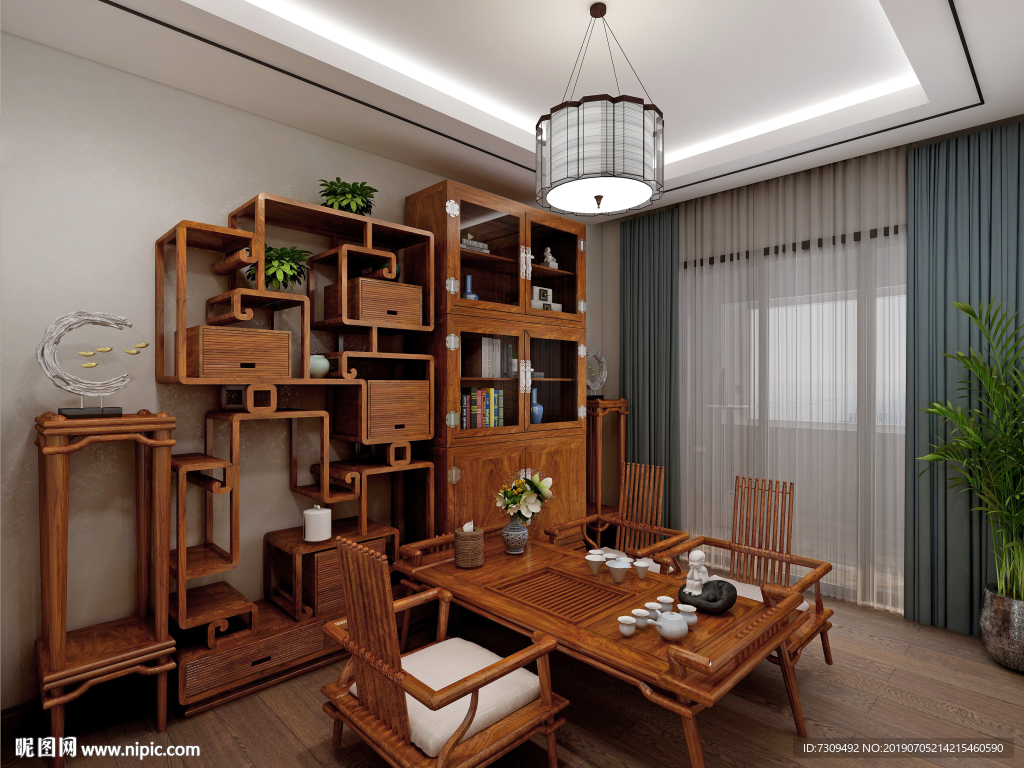 新中式家居书房装饰效果图
